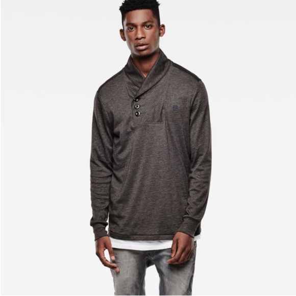 G-Star Raw Charcoal Slim Fit Ezra long sleeves Tee shawl neck - XL - Picture 1 of 12